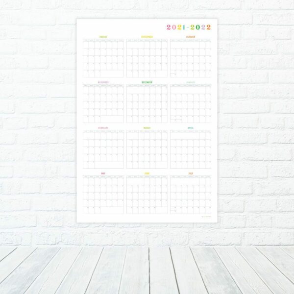Full Academic Year Poster Sized Wall Calendar