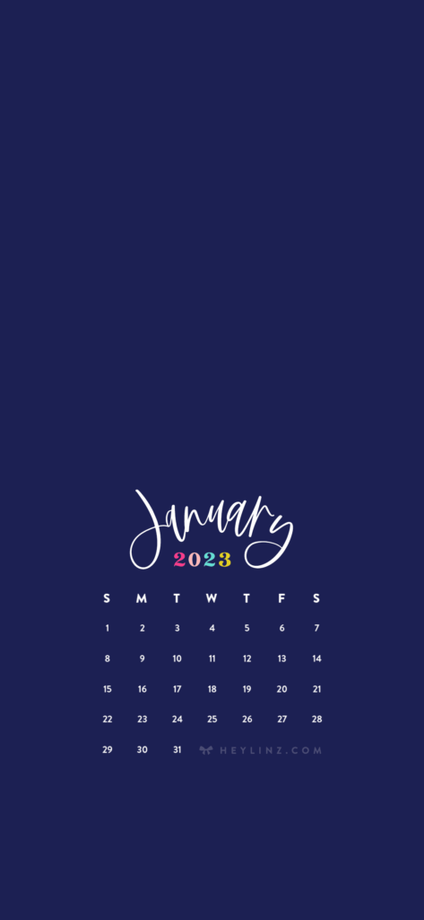 January Calendar iPhone Wallpaper Background